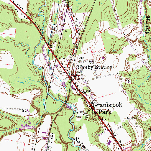 Topographic Map of Granby Station, CT