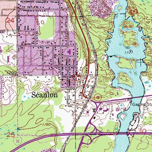 Topographic Map of Scanlon Post Office, MN