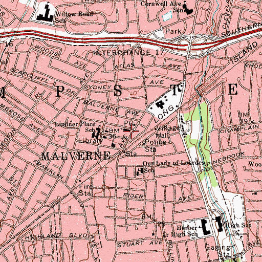 Topographic Map of Malverne Community Presbyterian Church, NY