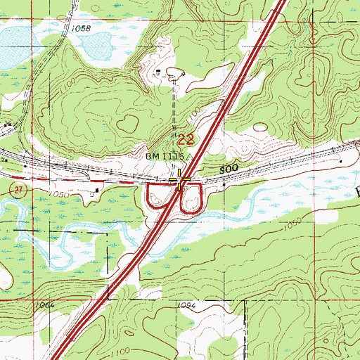 Topographic Map of Interchanged 216, MN