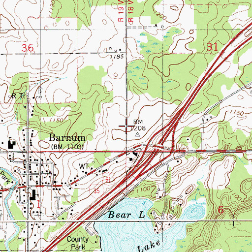Topographic Map of Barnum High School, MN