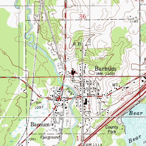 Topographic Map of Barnum Elementary School, MN