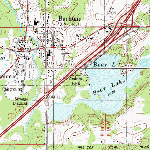 Topographic Map of Bear Lake Park Campground, MN