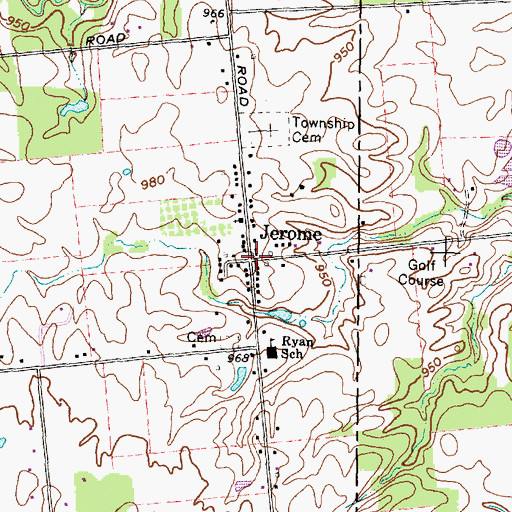 Topographic Map of Jerome Post Office (historical), OH