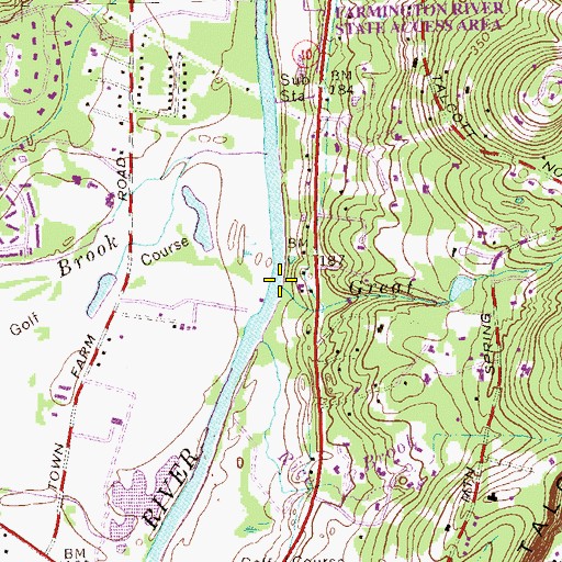Topographic Map of Great Brook, CT