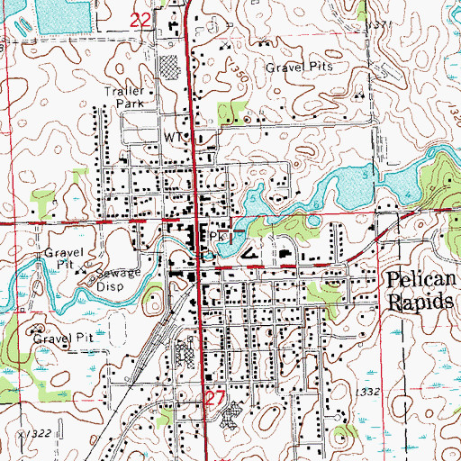 Topographic Map of Rotary Club Suspension Bridge, MN