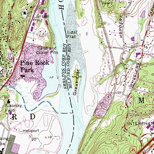 Topographic Map of Great Flat, CT