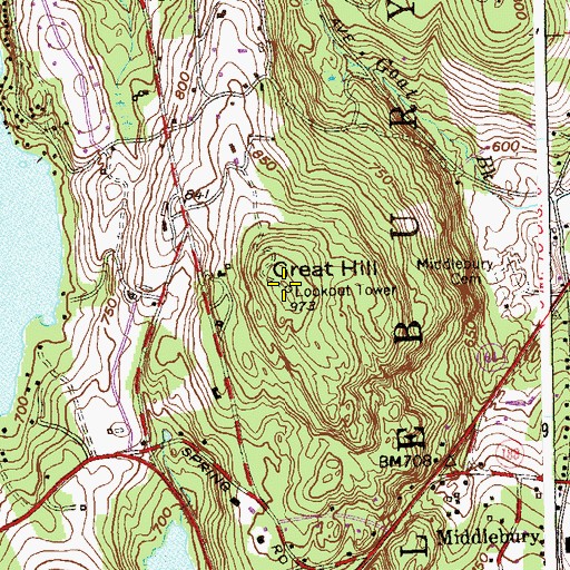 Topographic Map of Great Hill, CT