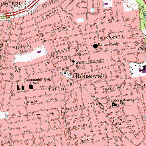 Topographic Map of Roosevelt African Methodist Episcopal Zion Church, NY