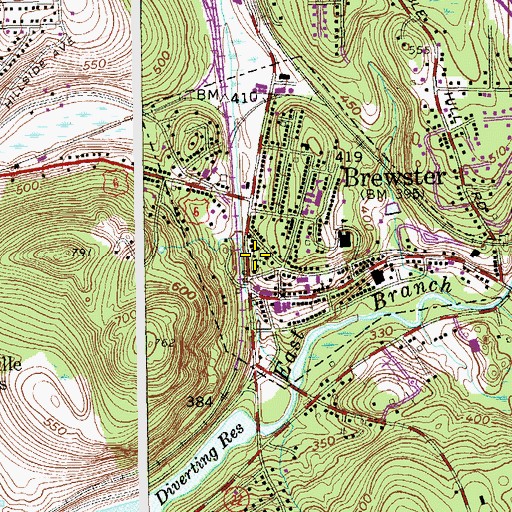 Topographic Map of First Baptist Church of Brewster, NY