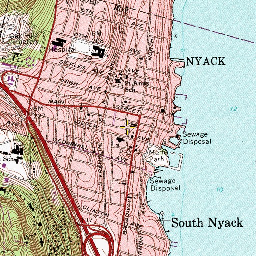 Topographic Map of Tappan Zee Playhouse Theatre, NY