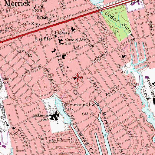 Topographic Map of Merrick Post Office, NY