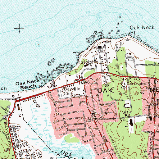 Topographic Map of Bayville Church (historical), NY