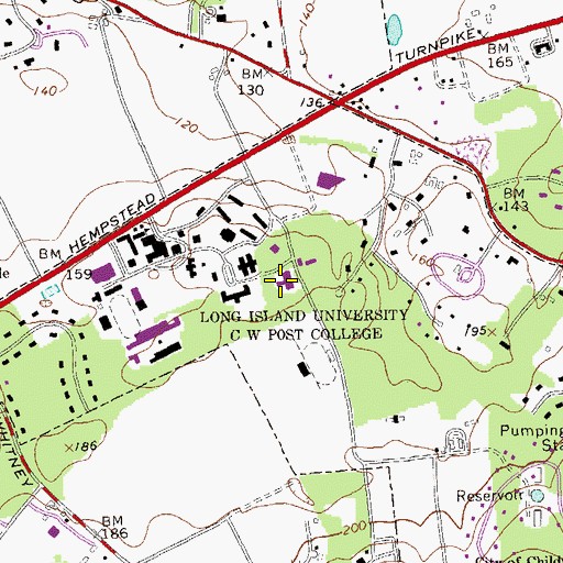 Topographic Map of Brookville Residence Hall, NY
