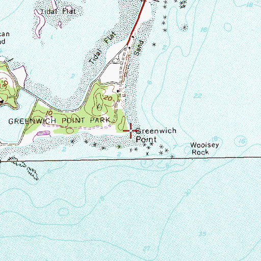 Topographic Map of Greenwich Point, CT