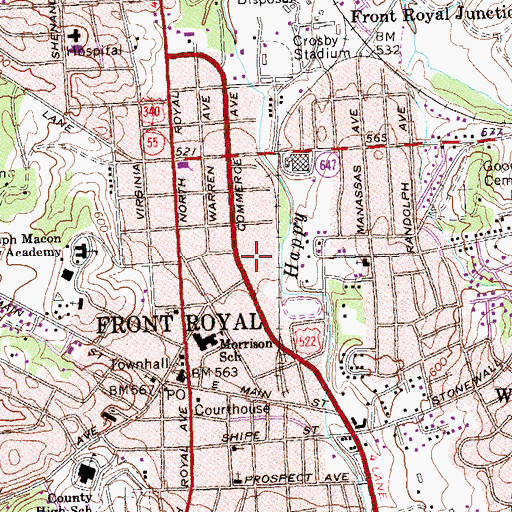 Topographic Map of Front Royal Volunteer Fire and Rescue Department, VA