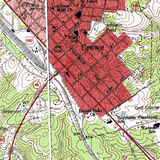Topographic Map of Nottoway County Emergency Squad, VA