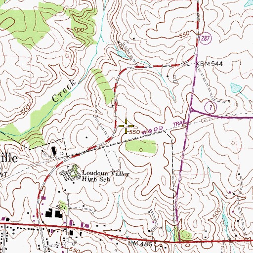 Topographic Map of Purcellville Volunteer Fire Company 2, VA