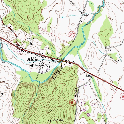 Topographic Map of Loudoun County Fire and Rescue Aldie Volunteer Fire Department Station 7, VA