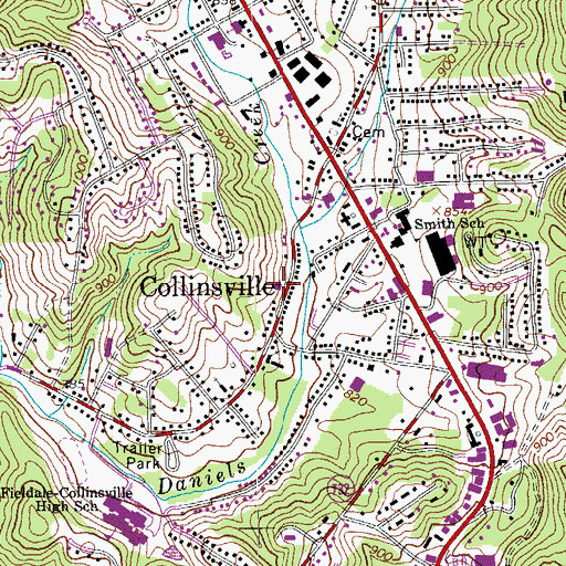 Topographic Map of Fieldale - Collinsville Volunteer Rescue Squad, VA