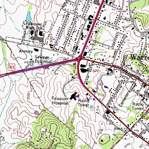 Topographic Map of Warrenton Volunteer Rescue Squad, VA