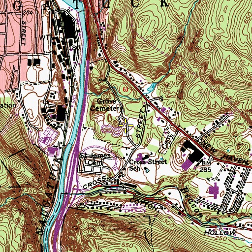 Topographic Map of Grove Cemetery, CT