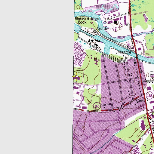Topographic Map of Chesapeake Police Department First Precinct - Great Bridge, VA