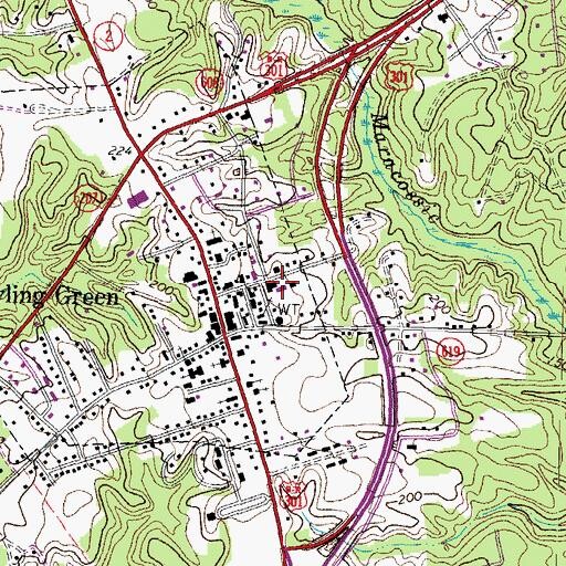 Topographic Map of Caroline County Fire and Rescue / Bowling Green Volunteer Fire Department Company 1, VA