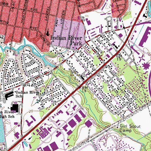 Topographic Map of Chesapeake Fire Department Station 3 Indian River, VA