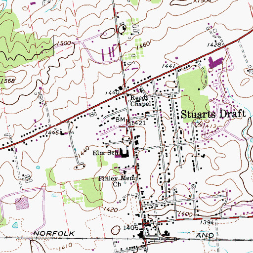Topographic Map of Stuarts Draft Rescue Squad Rescue 6, VA