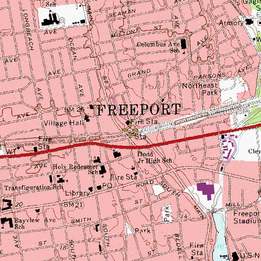 Topographic Map of Freeport Station, NY