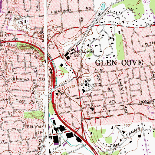 Topographic Map of Glen Street Station, NY
