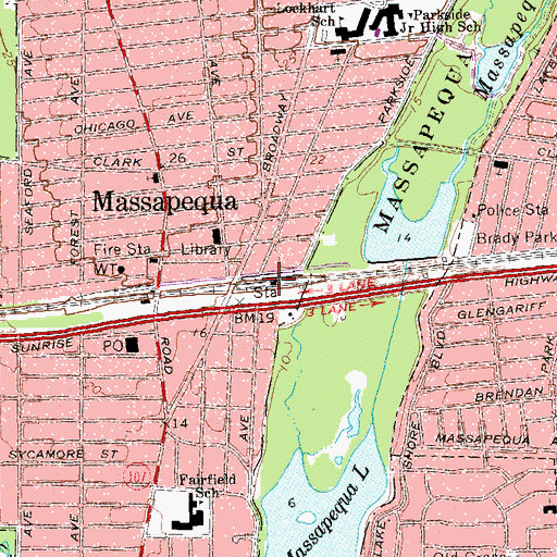 Topographic Map of Massapequa Station, NY
