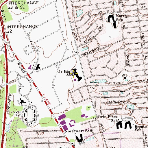 Topographic Map of North Middle School, NY