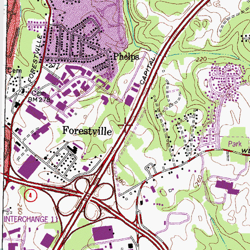 Topographic Map of Linton Hall, MD