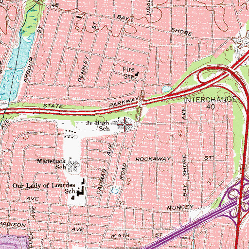 Topographic Map of Udall Road Middle School, NY