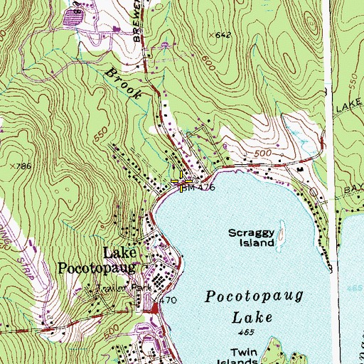 Topographic Map of Hales Brook, CT