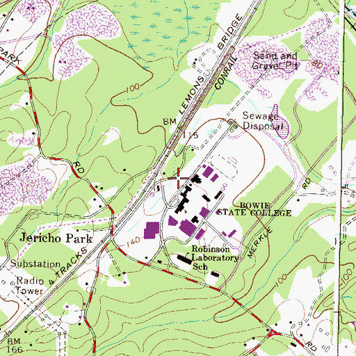 Topographic Map of Leonidas James Physical Education Complex, MD