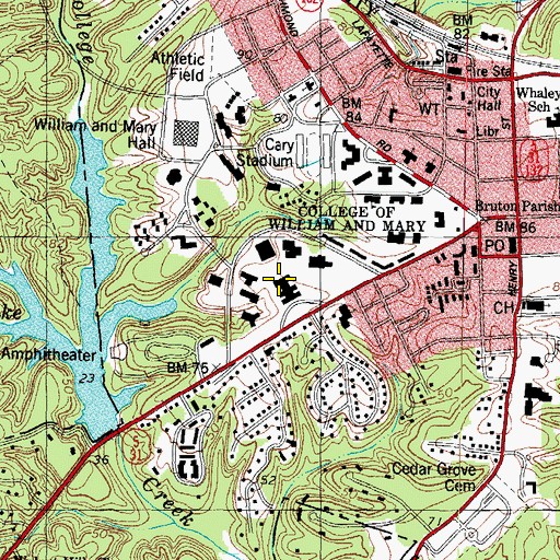 Topographic Map of Andrews Hall, VA