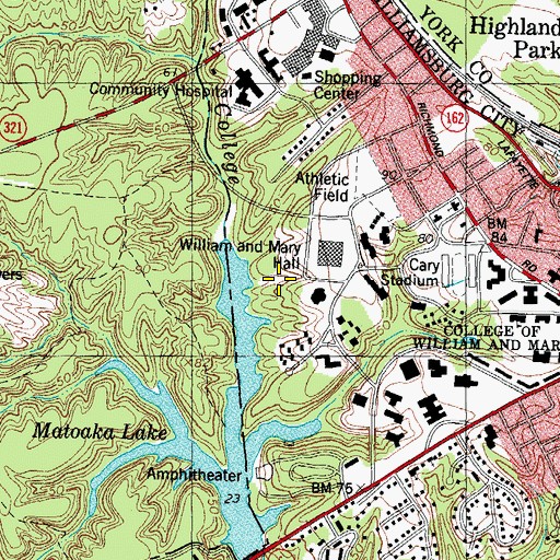 Topographic Map of Busch Soccer Field, VA