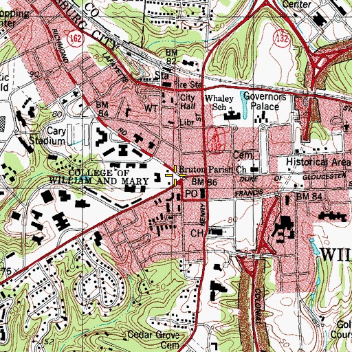 Topographic Map of College Yard, VA