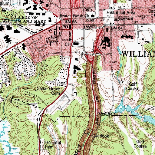 Topographic Map of Lettie Pate Whitehead Evans Graduate Student Housing, VA