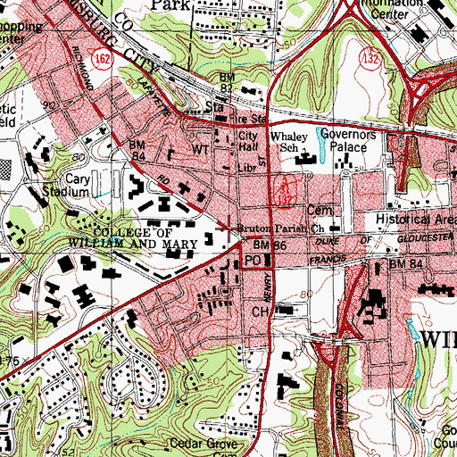 Topographic Map of President's House-College of William and Mary, VA