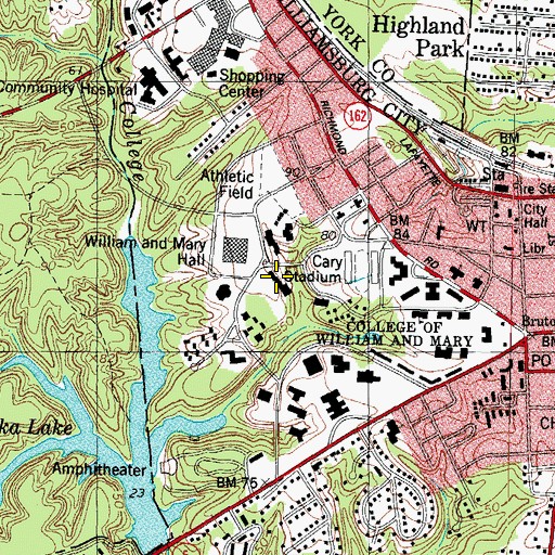 Topographic Map of Yates Hall, VA