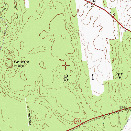 Topographic Map of Calverton National Cemetery, NY