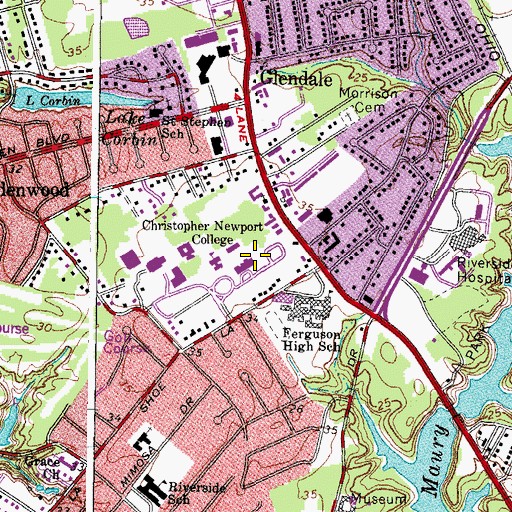 Topographic Map of Captain John Smith Library, VA