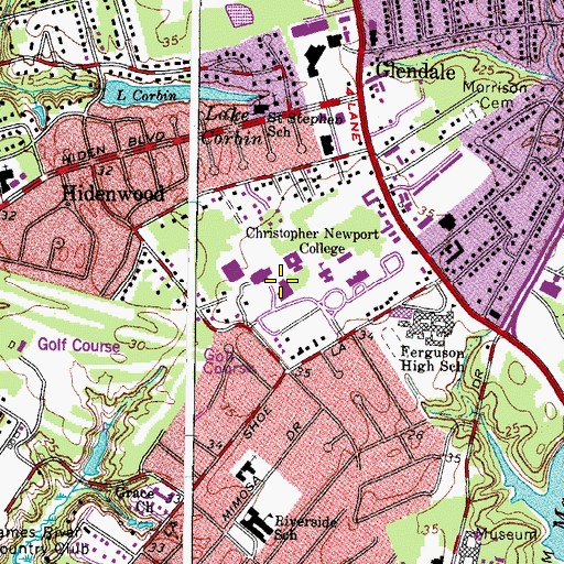 Topographic Map of Gaines Theatre, VA