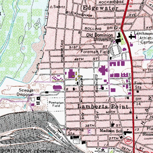 Topographic Map of Health and Physical Education Building, VA
