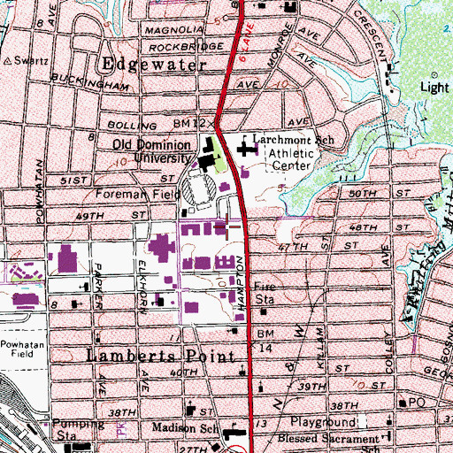 Topographic Map of Hughes Hall, VA