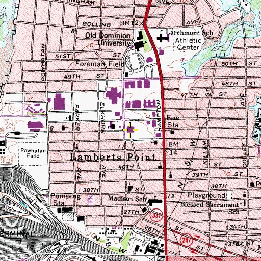 Topographic Map of Patricia W. & J. Douglas Perry Library, VA